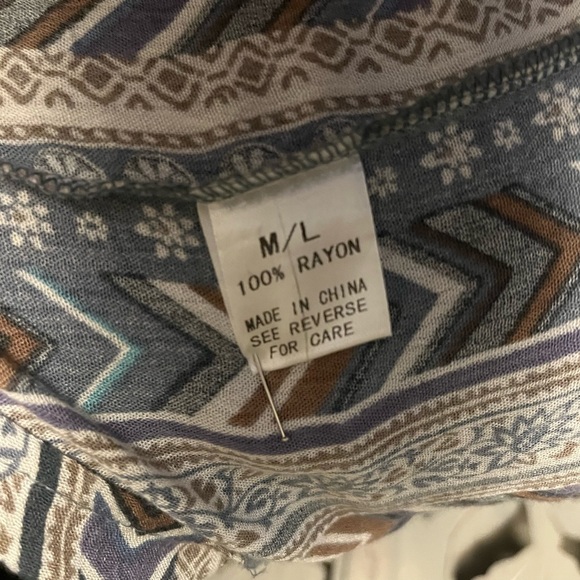 WISHLIST APPAREL SWEET TONES BLUE & TAN DESIGN ANGEL WING WRAP SHAWL KIMONO - Picture 8 of 8